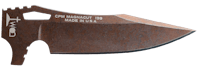 a knife with a brown handle on it