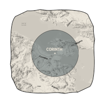 a map showing the location of corinth